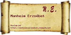Manheim Erzsébet névjegykártya